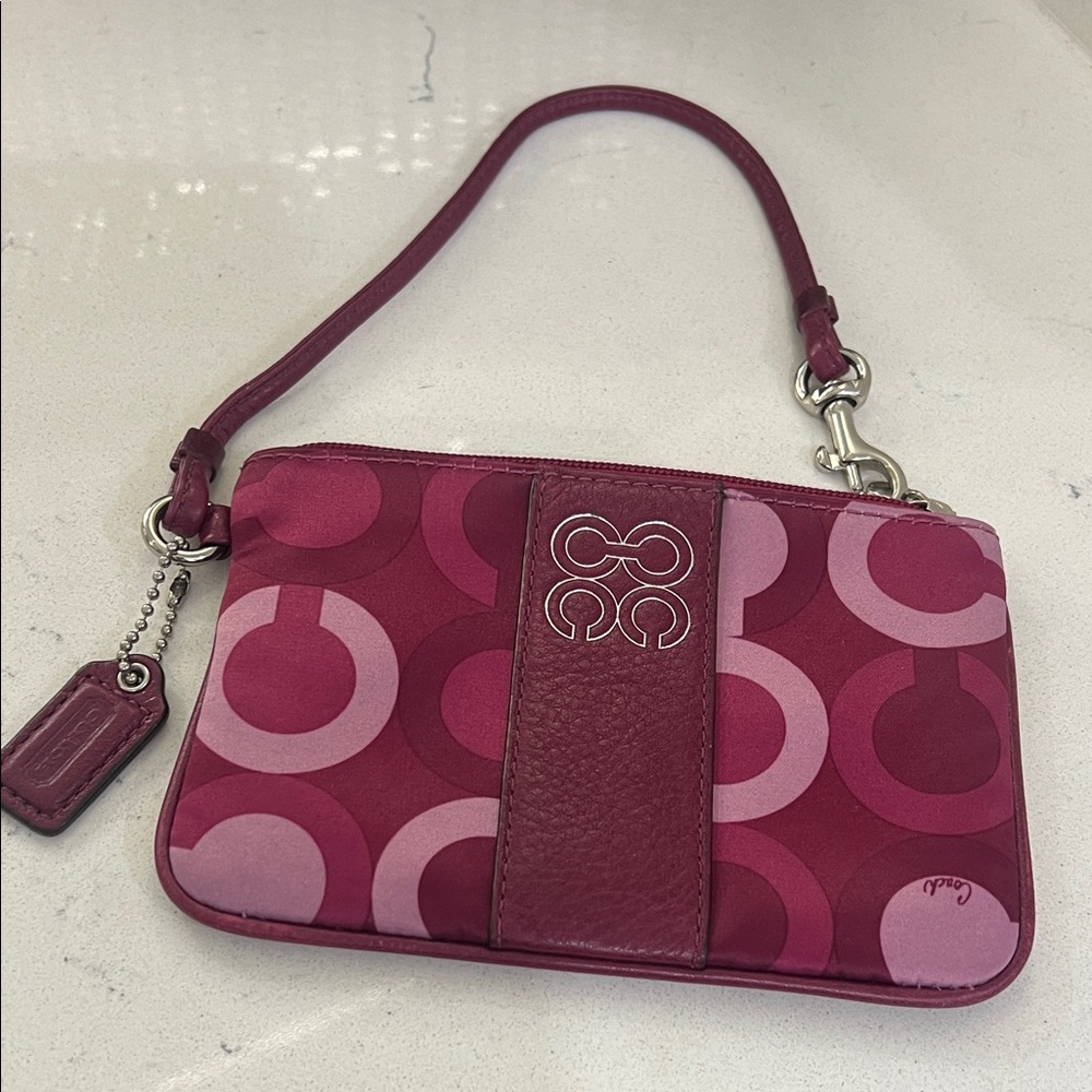 Coach Y2K Burgundy and Pink Wristlet